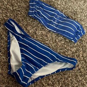 Blue and White Stripped Bikini